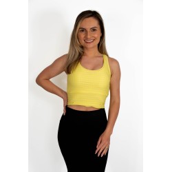 Maiou Crop Top Bust Intarit - galben lamai pastelat - col. BlueSun