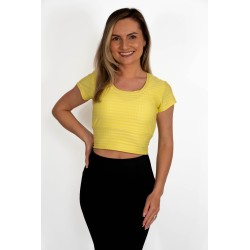 Tricou Crop Top Bust Intarit - galben lamai pastelat - col. BlueSun