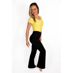 Tricou Crop Top Bust Intarit - galben lamai pastelat - col. BlueSun