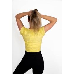 Tricou Crop Top Bust Intarit - galben lamai pastelat - col. BlueSun
