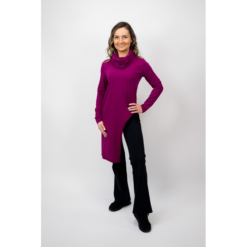 Bluza Asimetrica Magenta bumbac cu elastan - superoferta -