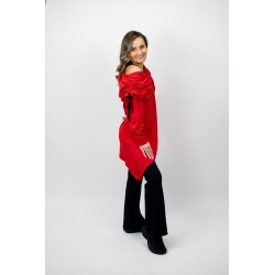 superoferta - Tunica Fashion Asimetrica Rosu bumbac cu elastan