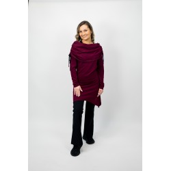 superoferta - Tunica Fashion Asimetrica Burgundi bumbac cu elastan