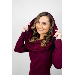 superoferta - Tunica Fashion Asimetrica Burgundi bumbac cu elastan